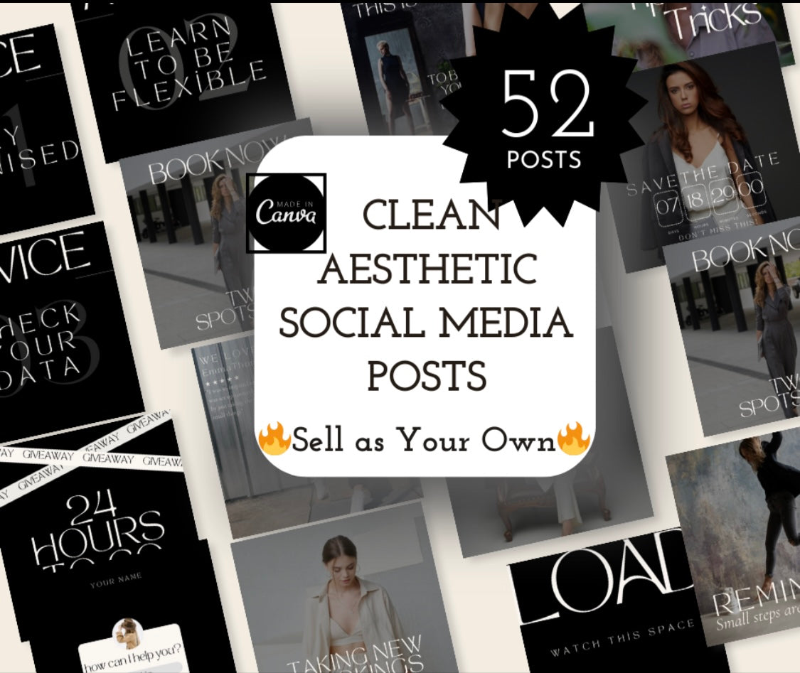 52 CLEAN AESTHETIC SOCIAL MEDIA POSTS PLR/MRR RIGHTS